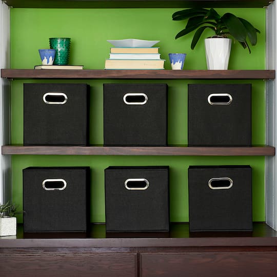 Fabric Storage Bin (Set of 6, Black)